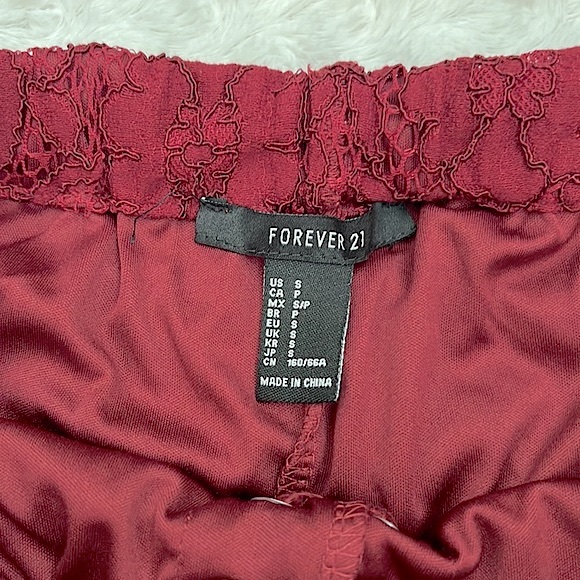 Forever 21 Burgundy Lace Bell Bottom Lace Up Detail - Picture 5 of 8